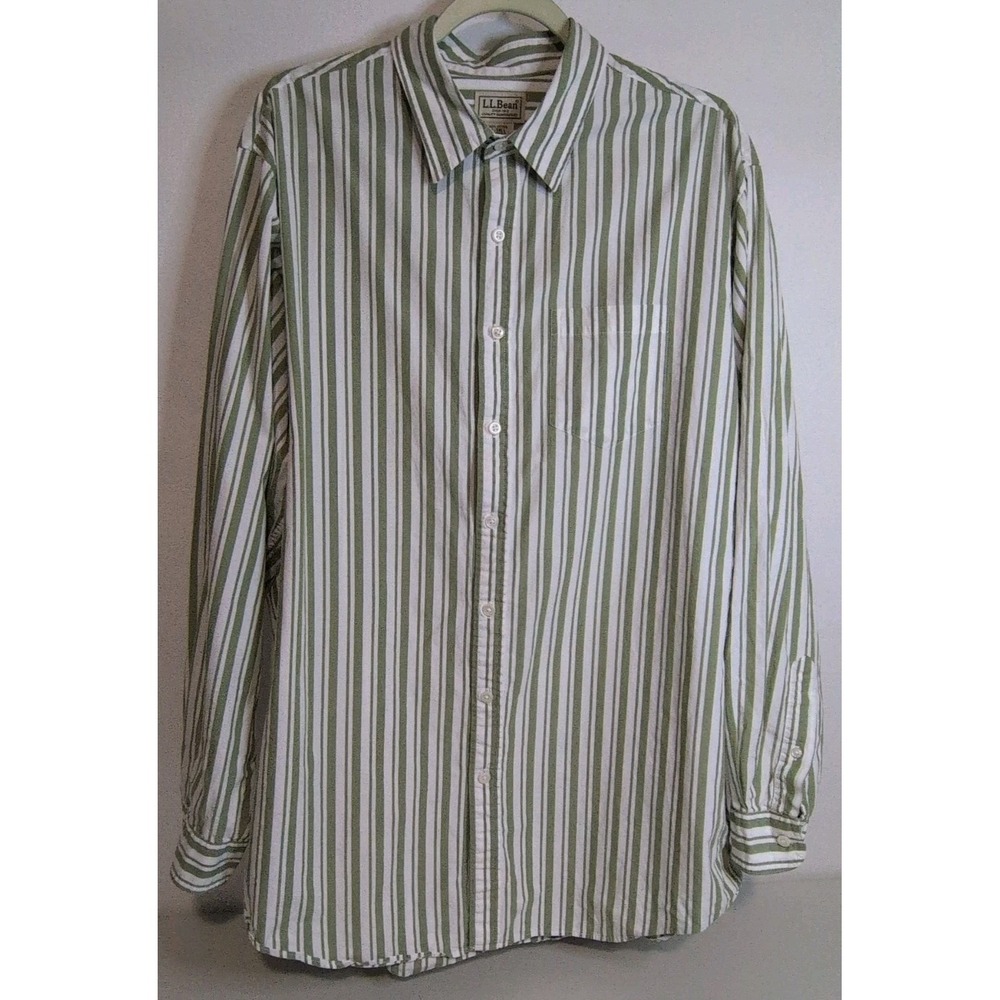 L.L.Bean Men's‎ Long Sleeve Button Up Striped Shirt 100% Cotton Size Large Tall